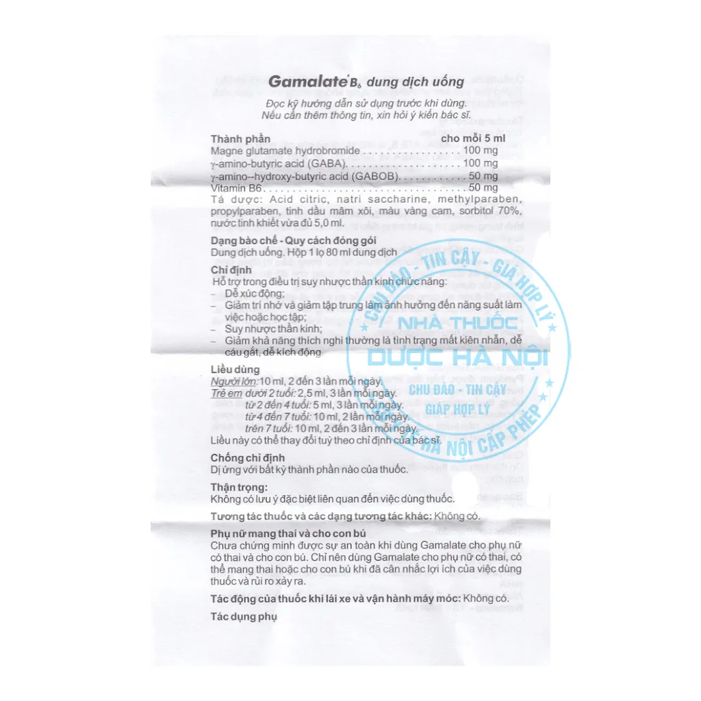 Thuốc Gamalate B6 Siro