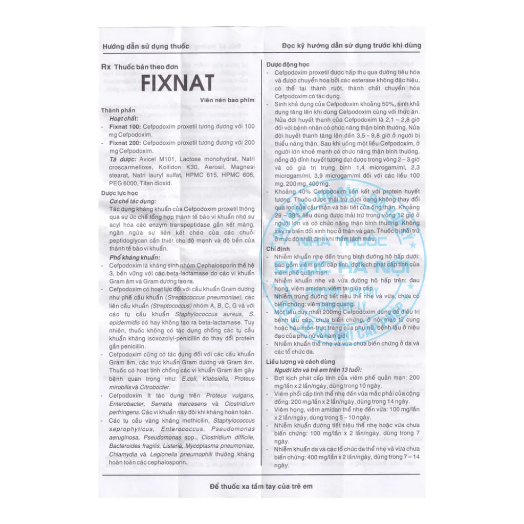 Thuốc Fixnat 100mg