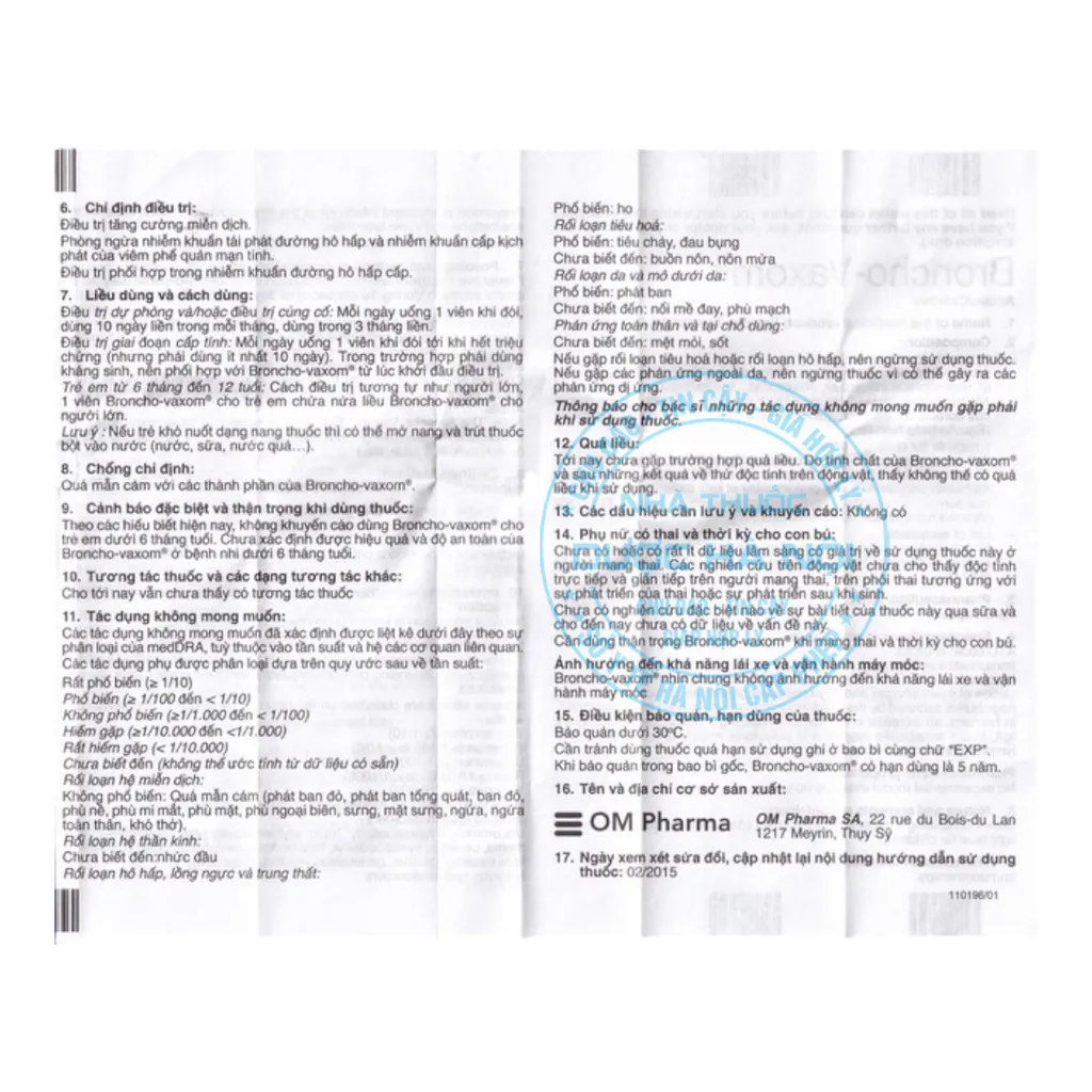 Thuốc Broncho-Vaxom