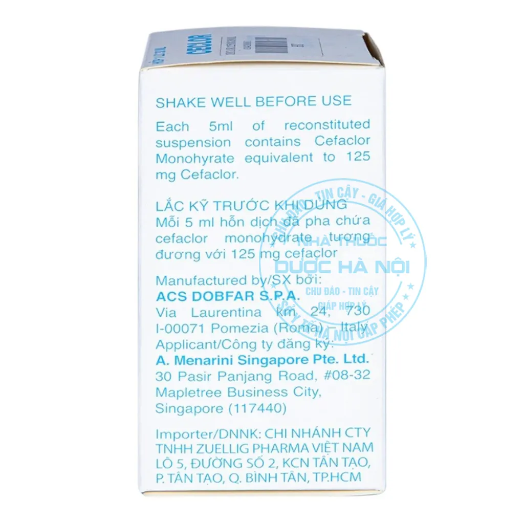 Bột pha hỗn dịch uống Ceclor 125mg