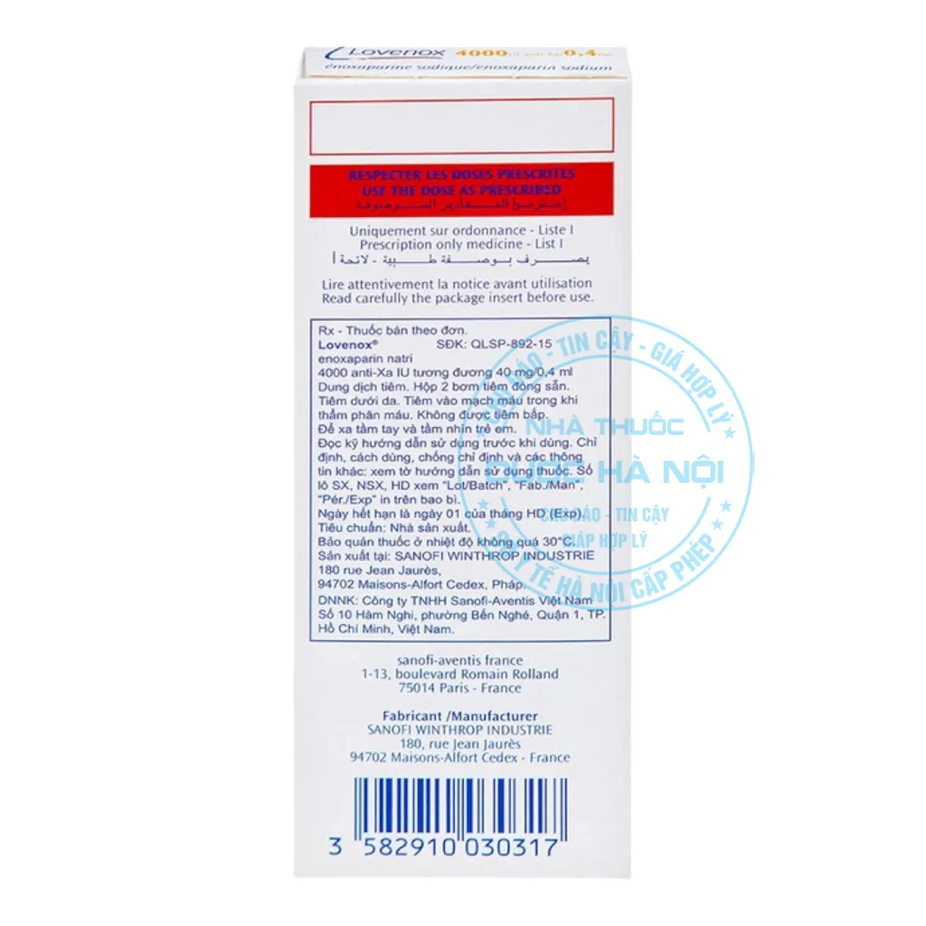 Thuốc tiêm Lovenox 4000UI