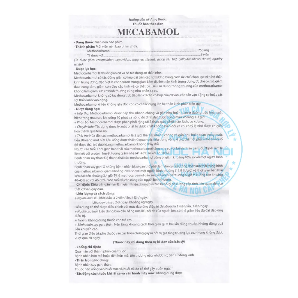 Thuốc Mecabamol 750mg