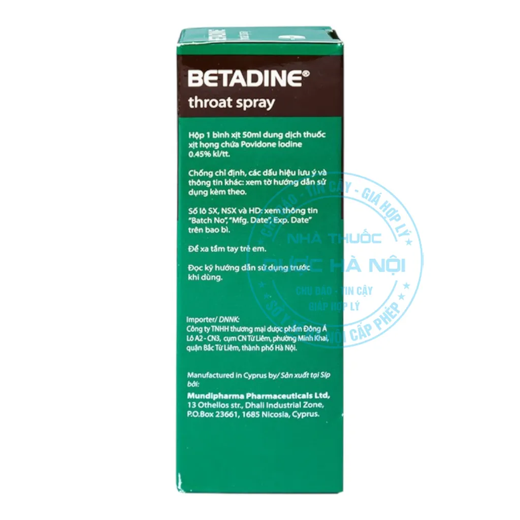 Thuốc xịt họng Betadine