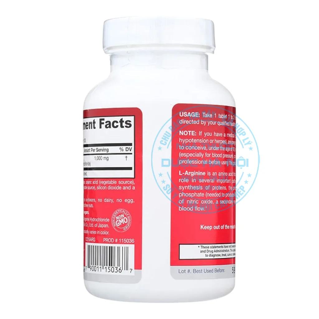 Viên uống Jarrow Arginine 1000mg