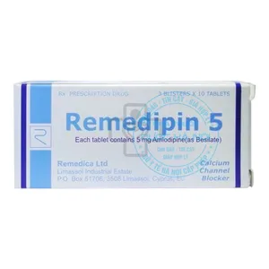 Thuốc Remedipin 5 điều trị tăng huyết áp và đau thắt ngực ổn định