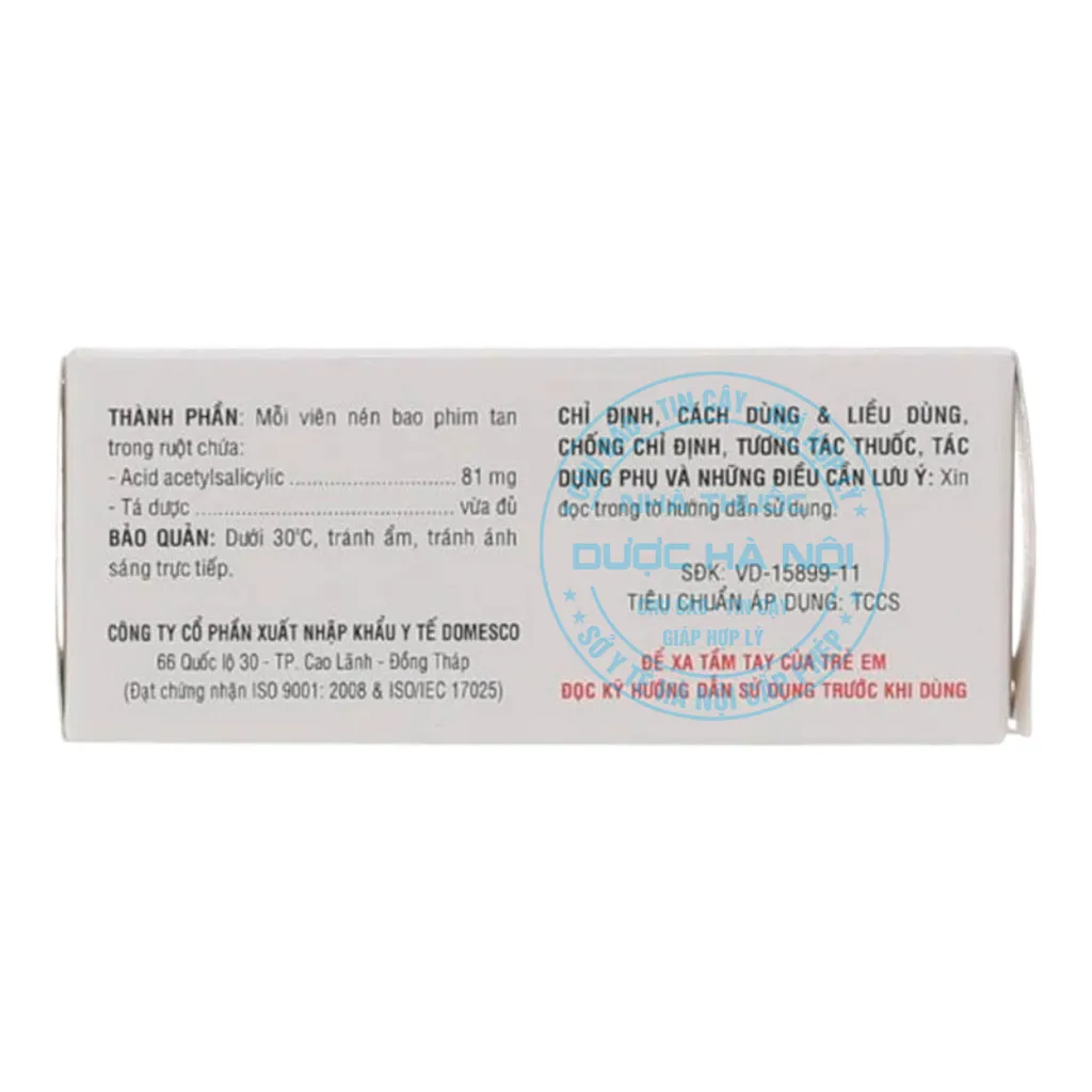 Thuốc Aspirin 81mg Domesco