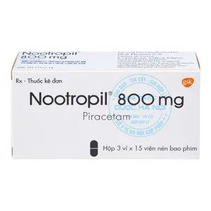 Thuốc Nootropil 800mg dùng điều trị hội chứng tâm thần (3 vỉ x 15 viên)