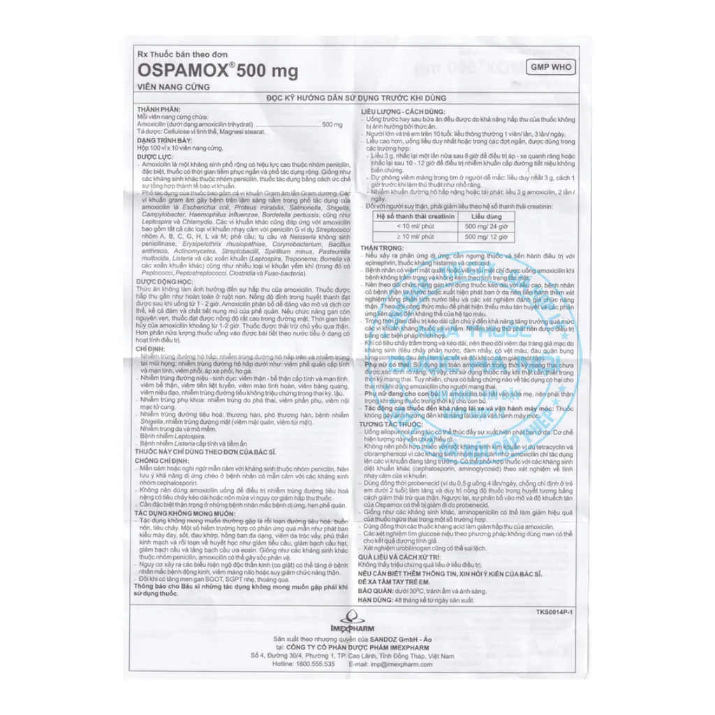 Thuốc Ospamox 500mg
