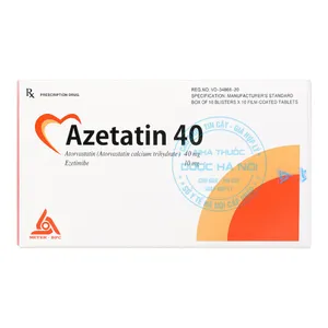 Thuốc Azetatin 40 điều trị tốt cho rối loạn lipid máu và bệnh lý tim mạch ( hộp 100 viên )