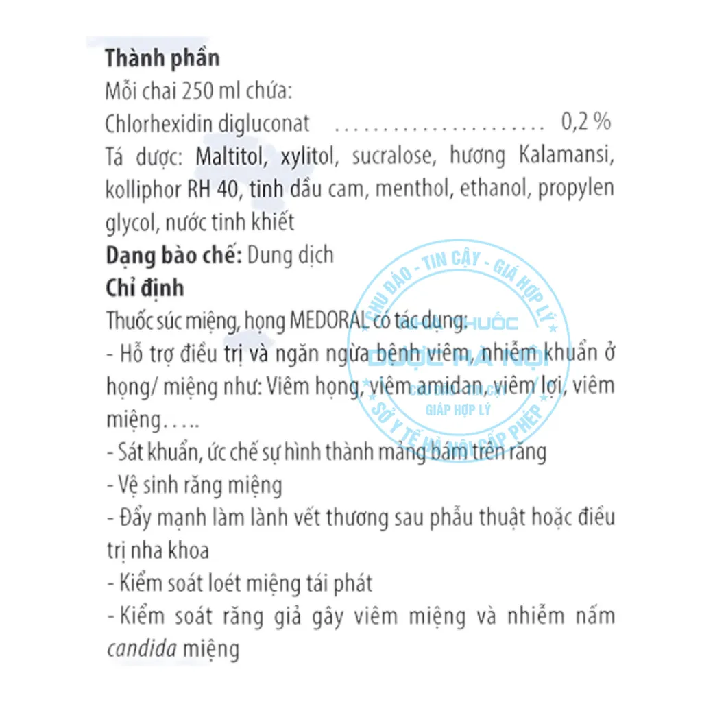 Dung dịch súc miệng Medoral