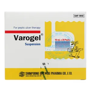 Thuốc Varogel điều trị vấn đề axit dạ dày, hội chứng dạ dày kích thích (20gói x 10ml)