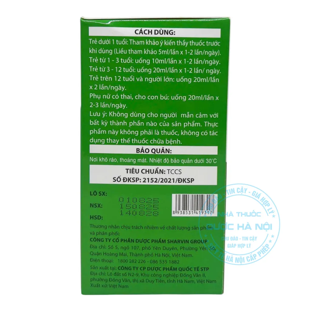 Thanh nhiệt Giải độc gan sharvino (Hộp 4vỉ x5 ống)