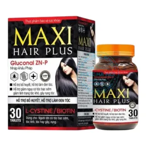 Viên uống Maxi Hair Plus nuôi dưỡng mái tóc đen bóng tự nhiên, giảm tóc bạc ( 1 Hộp x 30 viên)