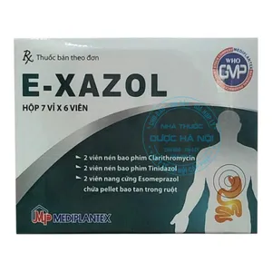 Thuốc E-xazol điều trị nhiễm vi khuẩn, giảm tiết acid và bảo vệ niêm mạc dạ dày.