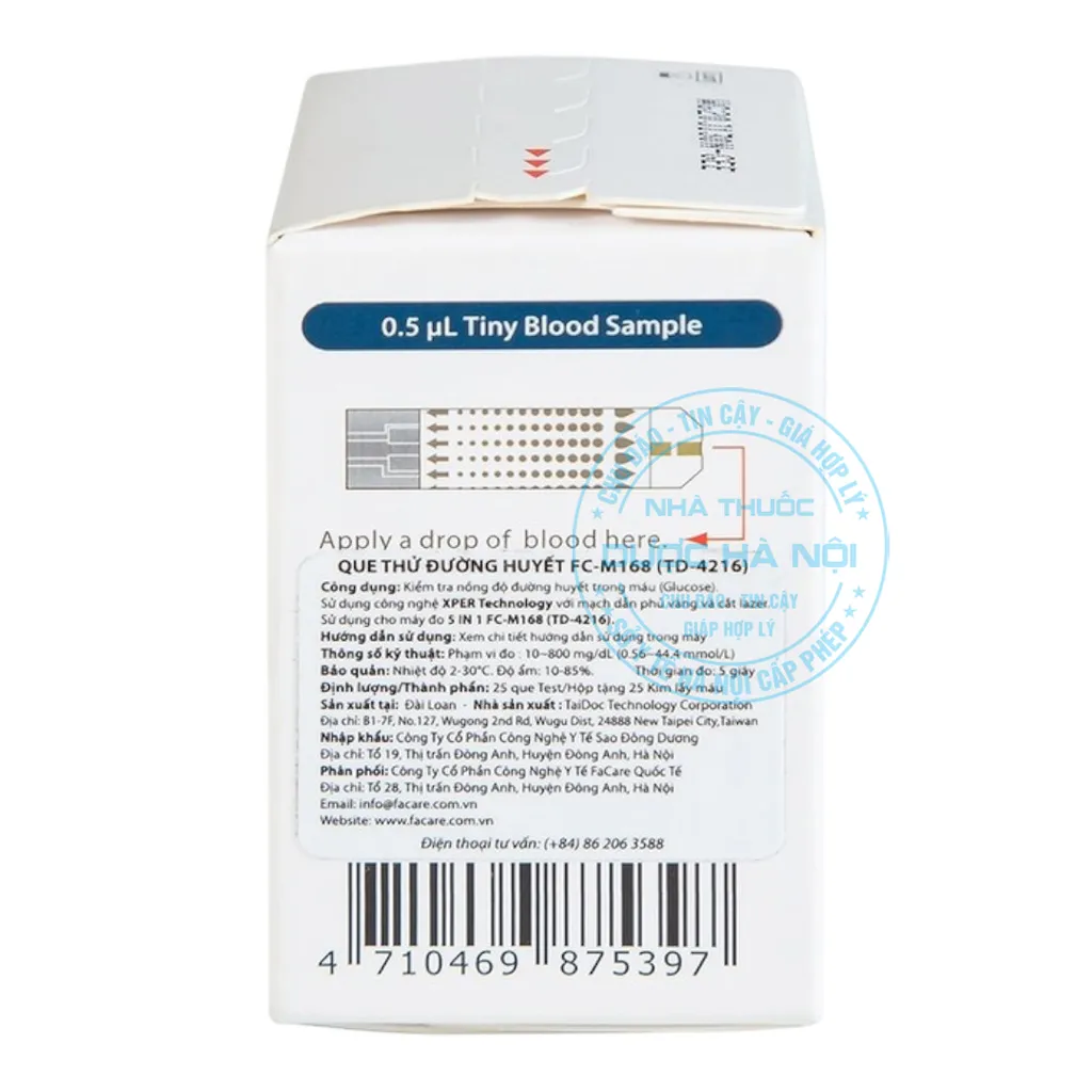 Que thử tiểu đường Facare