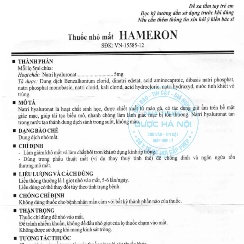 Thuốc nhỏ mắt Hameron