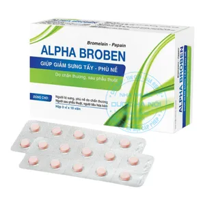 Viên uống Alpha Brobenn hỗ trợ giảm sưng tấy, viêm và cải thiện khả năng tiêu hóa( 1h x10 vỉ )