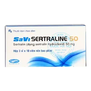 Thuốc Savi Sertraline 50 chống trầm cảm và điều trị rối loạn lo âu ( hộp 3 vỉ x 10 viên )