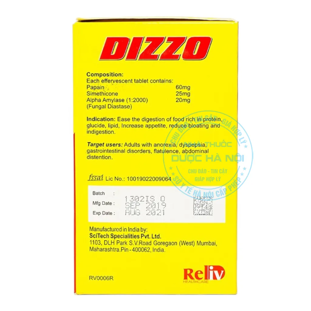 Viên sủi Dizzo Reliv