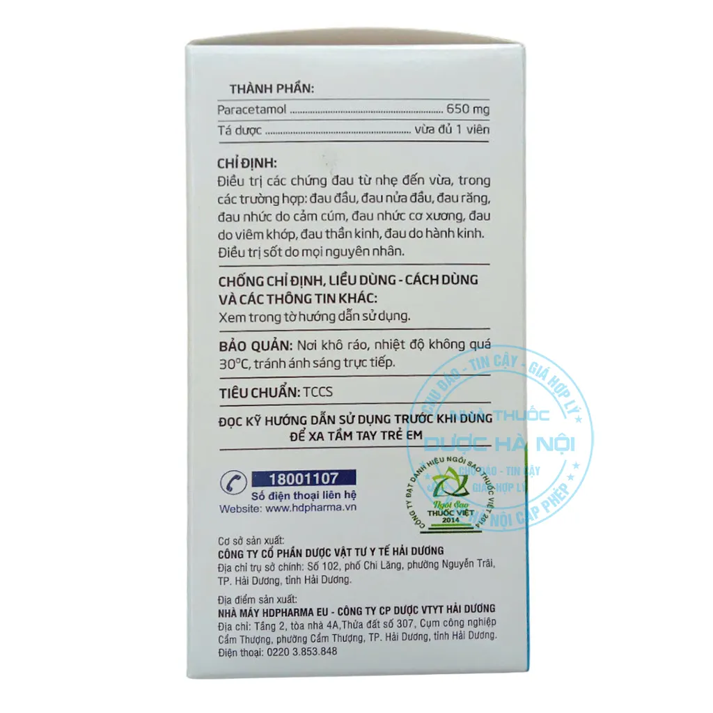 Thuốc Hadupara Extra 650mg