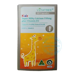 Viên uống Kids Super Milky Calcium 330mg plus Vitamin D3 bổ sung dinh dưỡng cho trẻ em (Lọ 60 viên)