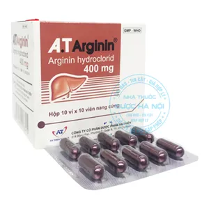 Thuốc A.T Arginin 400mg hỗ trợ chức năng gan, điều trị các rối loạn chuyển hóa( hộp 10 vỉ x 10 viên )