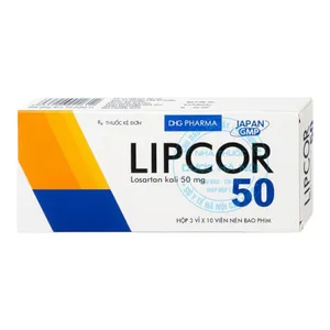 Thuốc Lipcor 50 điều trị các bệnh liên quan đến huyết áp theo cơ chế giãn mạch ( hộp 30 viên )