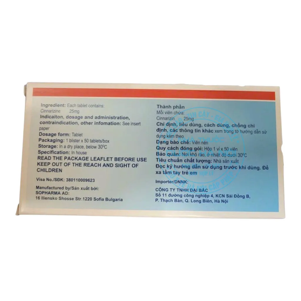 Thuốc Cinnarizine Sopharma 25mg