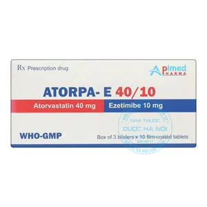Thuốc Atorpa-E 40/10 điều trị kiểm soát cholesterol và phòng ngừa các bệnh lý ( hộp 30v )
