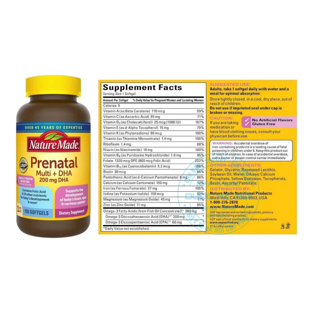 Viên uống Nature Made Prenatal Multi + DHA