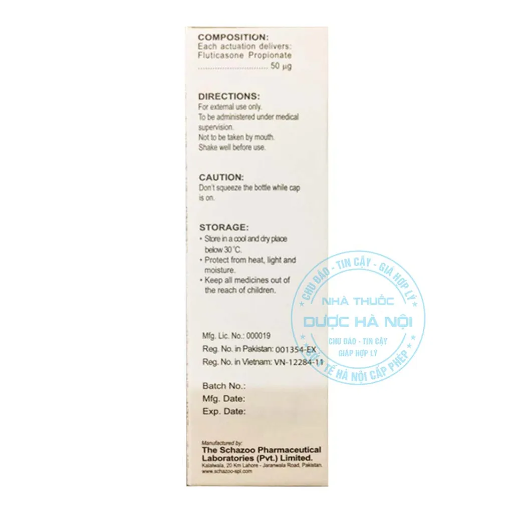 Thuốc xịt mũi Schazoo Fluticasone
