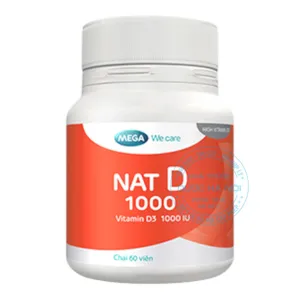 Viên uống NAT D 1000 bổ sung vitamin D3, giúp duy trì hệ xương khớp khỏe mạnh