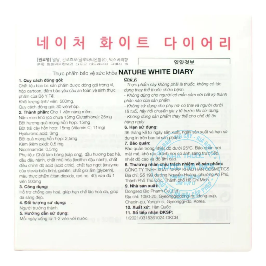 Viên uống Hanvely Nature White Diary