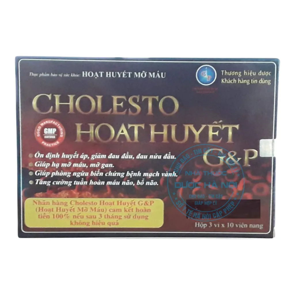 Viên uống Cholesto Hoạt huyết G&P là sự kết hợp của các thành phần tự nhiên và y học cổ truyền nhằm hỗ trợ lưu thông máu, giảm xơ vữa động mạch và cải thiện chức năng não bộ.