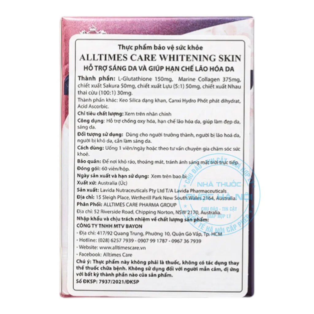 Viên uống Alltimes Care Whitening Skin