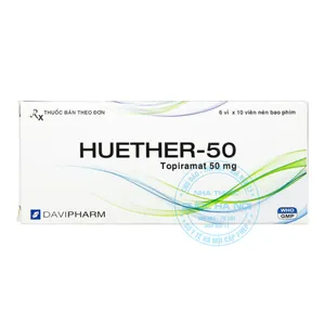 Thuốc điều trị động kinh Huether-50 kiểm soát các cơn co giật (Hộp 6 vỉ x10viên)