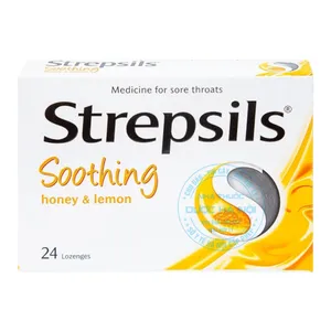 Viên ngậm Strepsils Soothing mật ong & chanh chăm sóc cổ họng an toàn, tự nhiên  (Hộp 2vỉ x12viên)