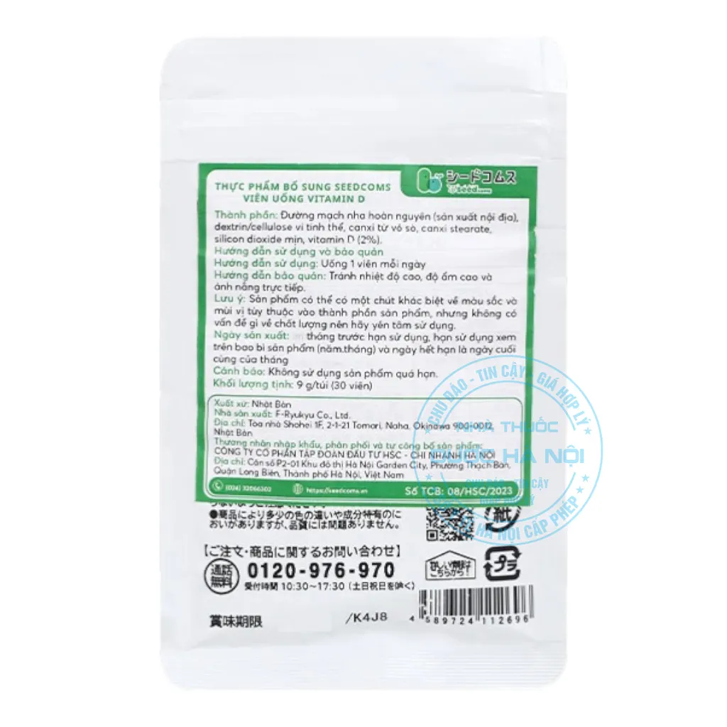 Viên uống Seedcoms Vitamin D Canxi