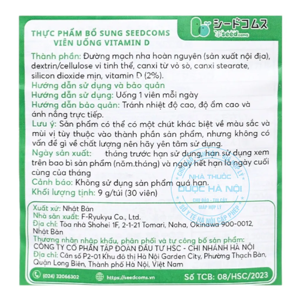 Viên uống Seedcoms Vitamin D Canxi
