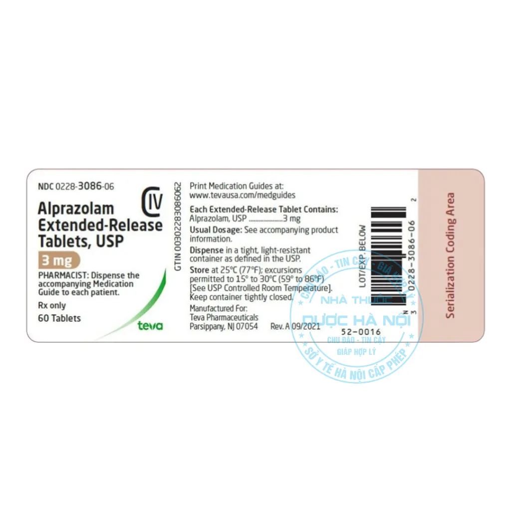 Thuốc Alprazolam 3mg Teva
