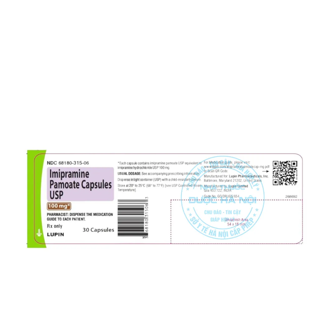 Thuốc Imipramine Pamoate Capsules 100mg