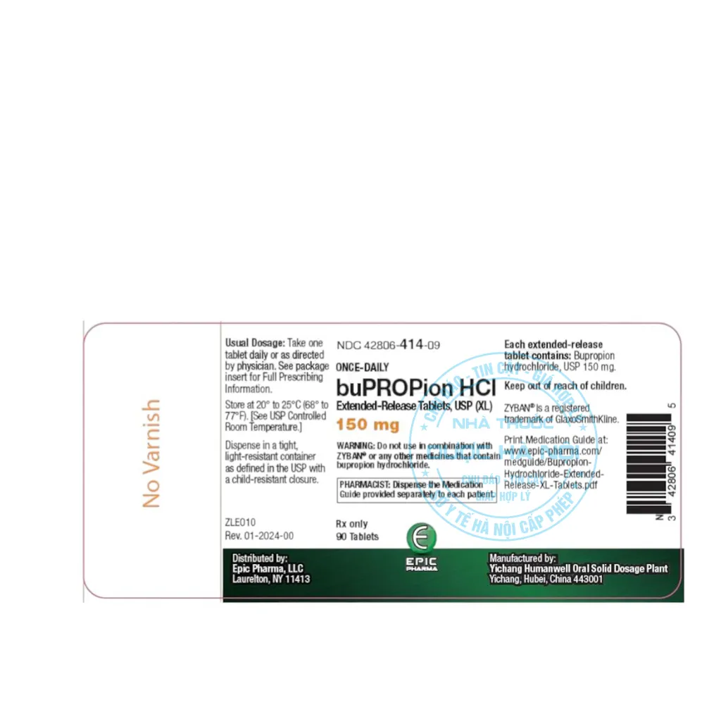 Thuốc Bupropion HCl 150mg Epic Pharma
