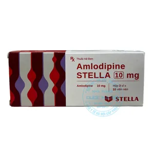 Thuốc Amlodipine Stella 10mg điều trị bệnh cao huyết áp và mạch vành (Hộp 3Vỉ x10viên)
