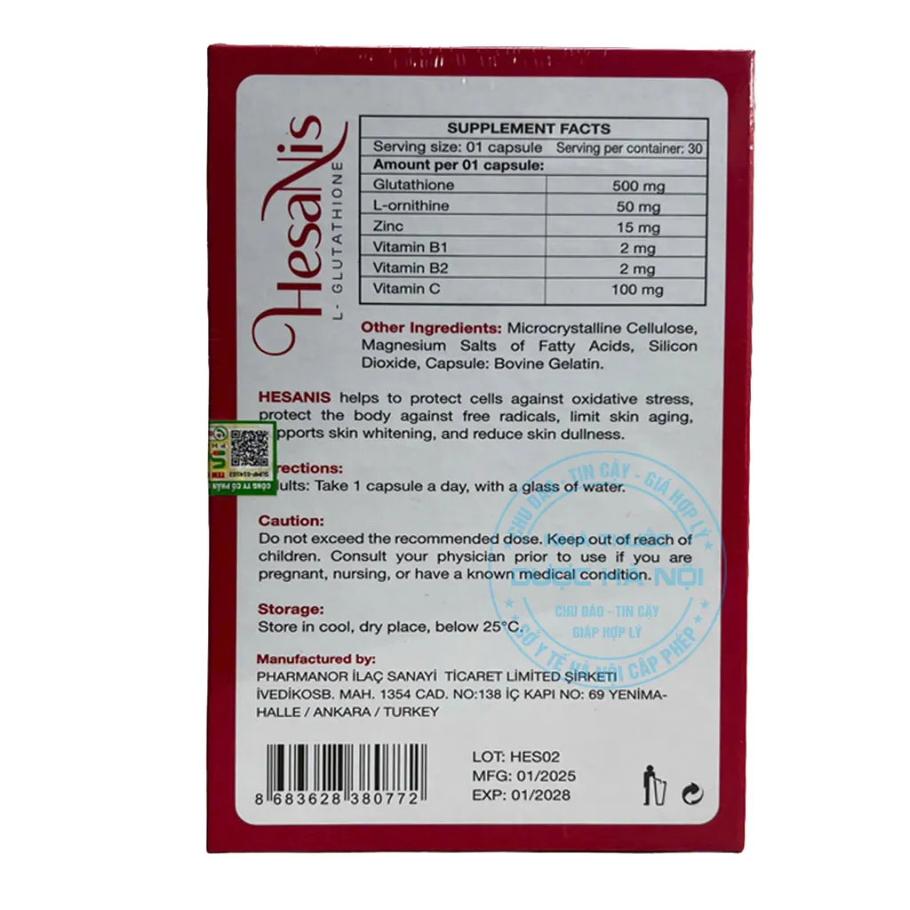 Viên uống Hesanis L Glutathione 500mg