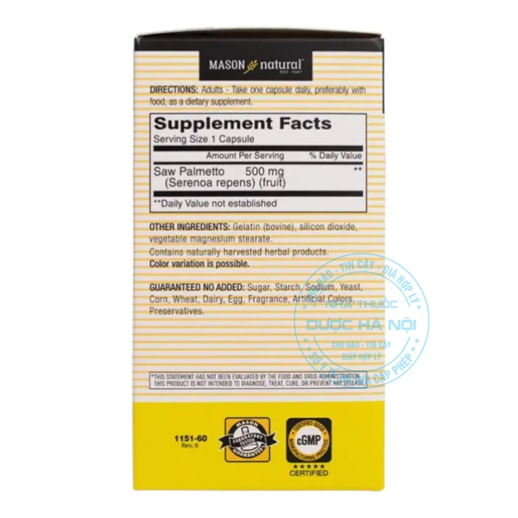 Viên uống Mason Natural Saw Palmetto 500mg