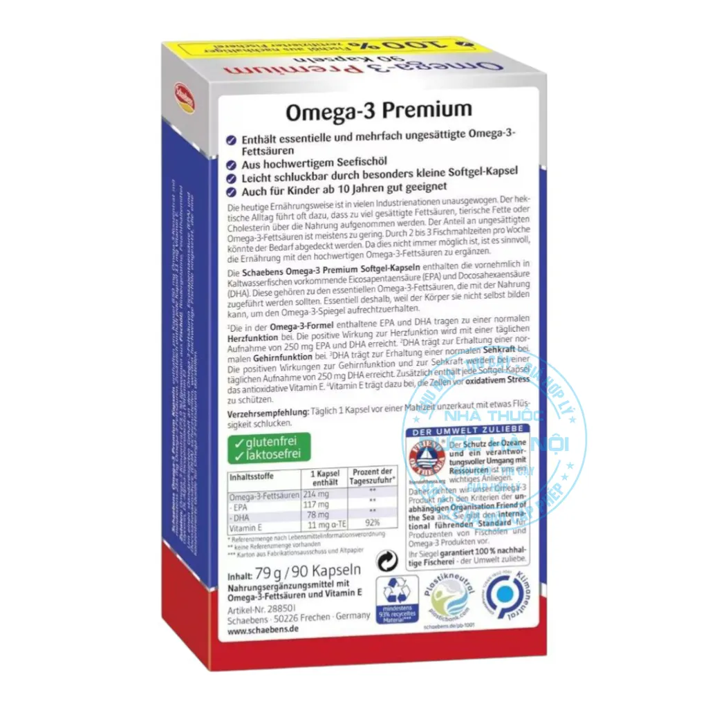 Viên uống Schaebens Omega-3 Premium + Vitamin E