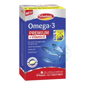 Viên uống Schaebens Omega-3 Premium + Vitamin E hỗ trợ tim mạch, bảo vệ mắt, nâng cao trí nhớ