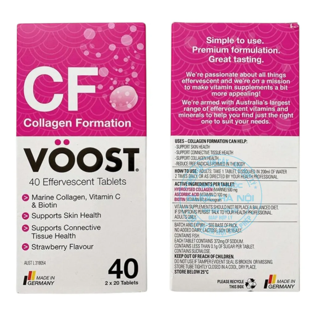 Viên sủi Voost Collagen Formation Strawberry