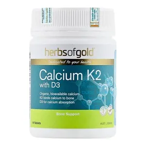 Viên uống Herbs Of Gold Calcium K2 with D3 hỗ trợ sức khỏe xương và răng một cách toàn diện