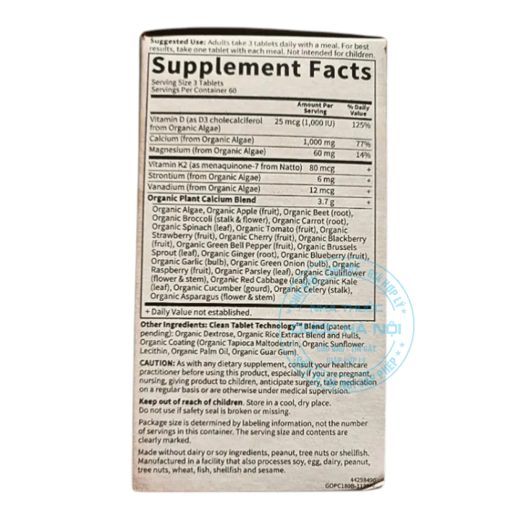 Viên uống Garden of Life Organic Plant Calcium